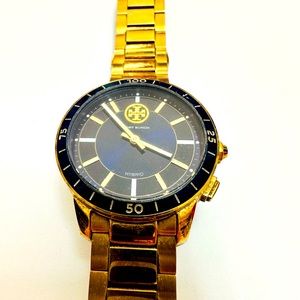 Tory Burch gold and navy Hybrid watch, no box